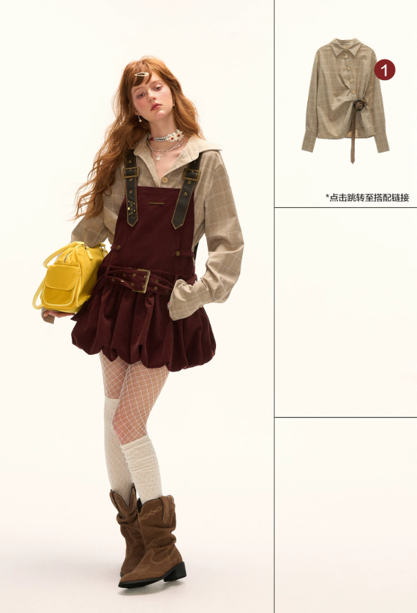MAMC - Corduroy Halter Dress Sweet Casual Short Style Women's Autumn New Arrival