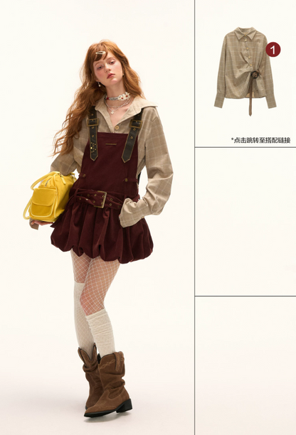 MAMC - Corduroy Halter Dress Sweet Casual Short Style Women's Autumn New Arrival