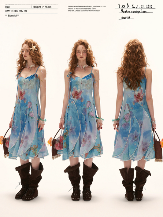"Ocean Bloom Mood" Layered Dress WE911
