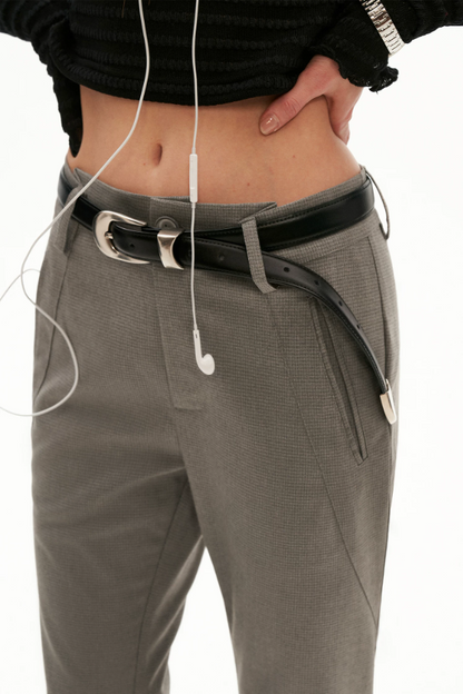 MAMC - Gray Asymmetric Muse Cropped Flare Trousers