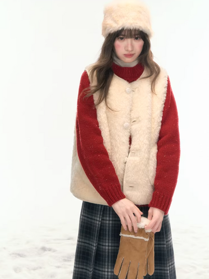 "Wild Caramel" Khaki Reversible Sherpa Vest LL2025477
