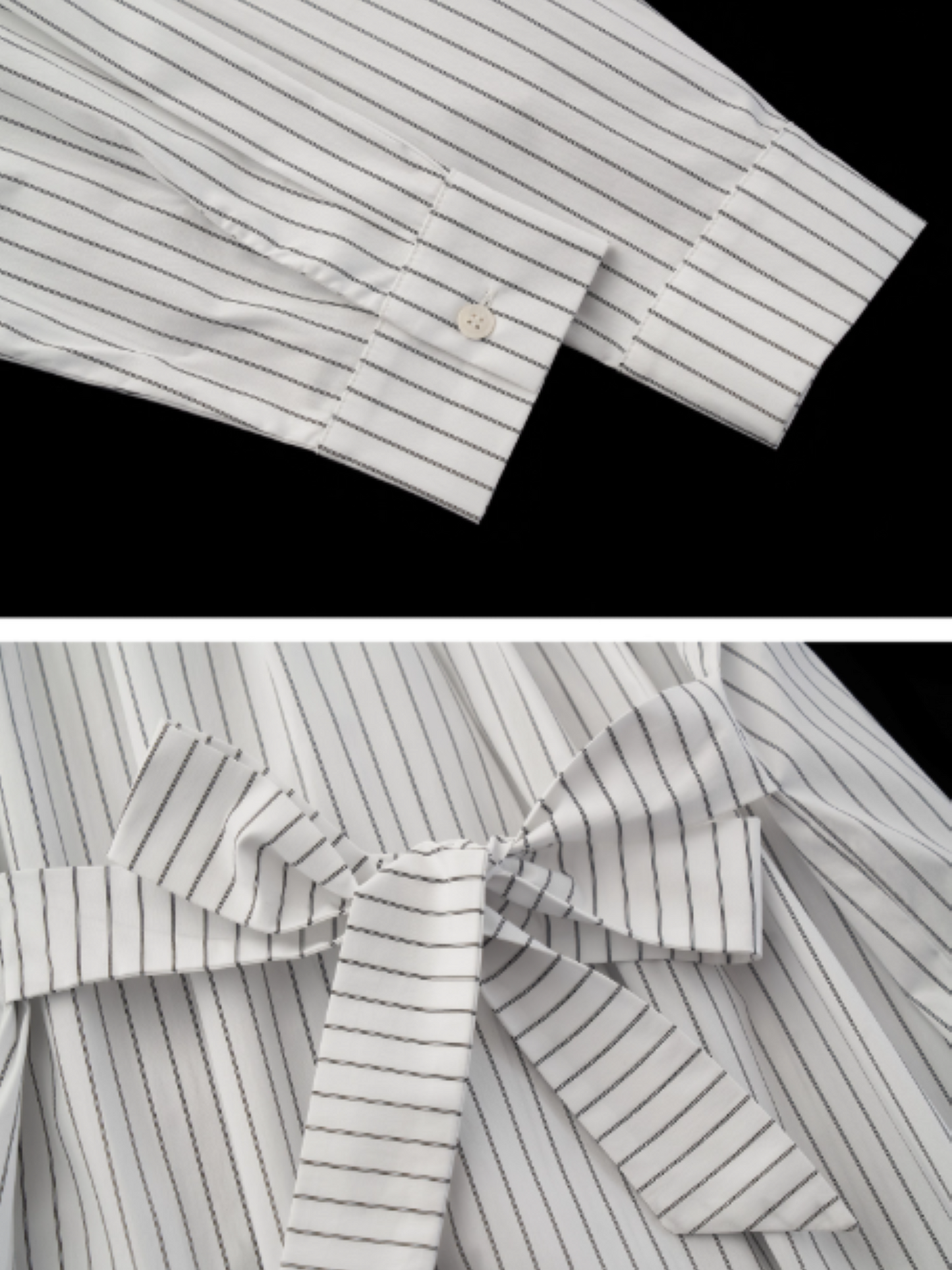 MAMC - Striped Long Sleeve Shirt with Tie (White Stripes)