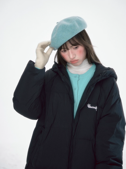 Basic Warm Snowflake Logo Long Down Coat - Black BH2024470