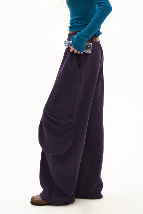 MAMC - Lazy Luxe Sculpted Purple Wide-Leg Sweatpants