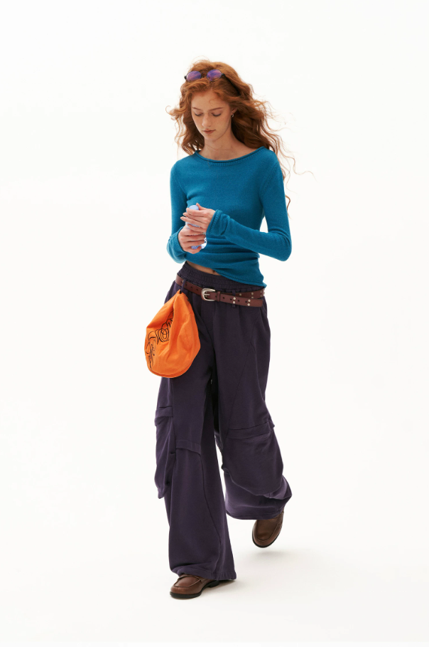MAMC - Lazy Luxe Sculpted Purple Wide-Leg Sweatpants