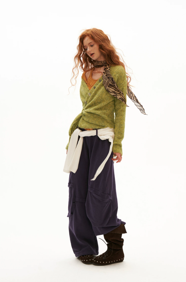 MAMC - Lazy Luxe Sculpted Purple Wide-Leg Sweatpants