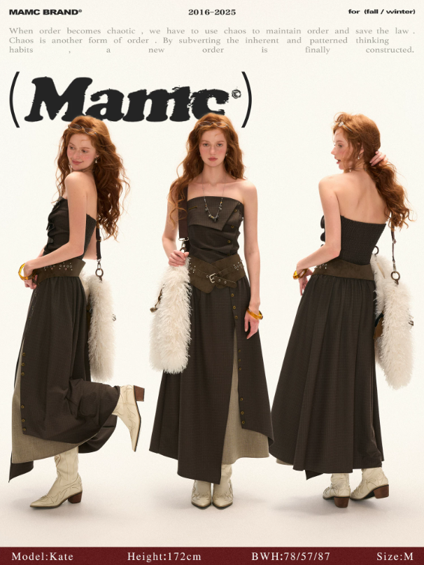 MAMC - Dark Academia Layered Strapless Midi Dress
