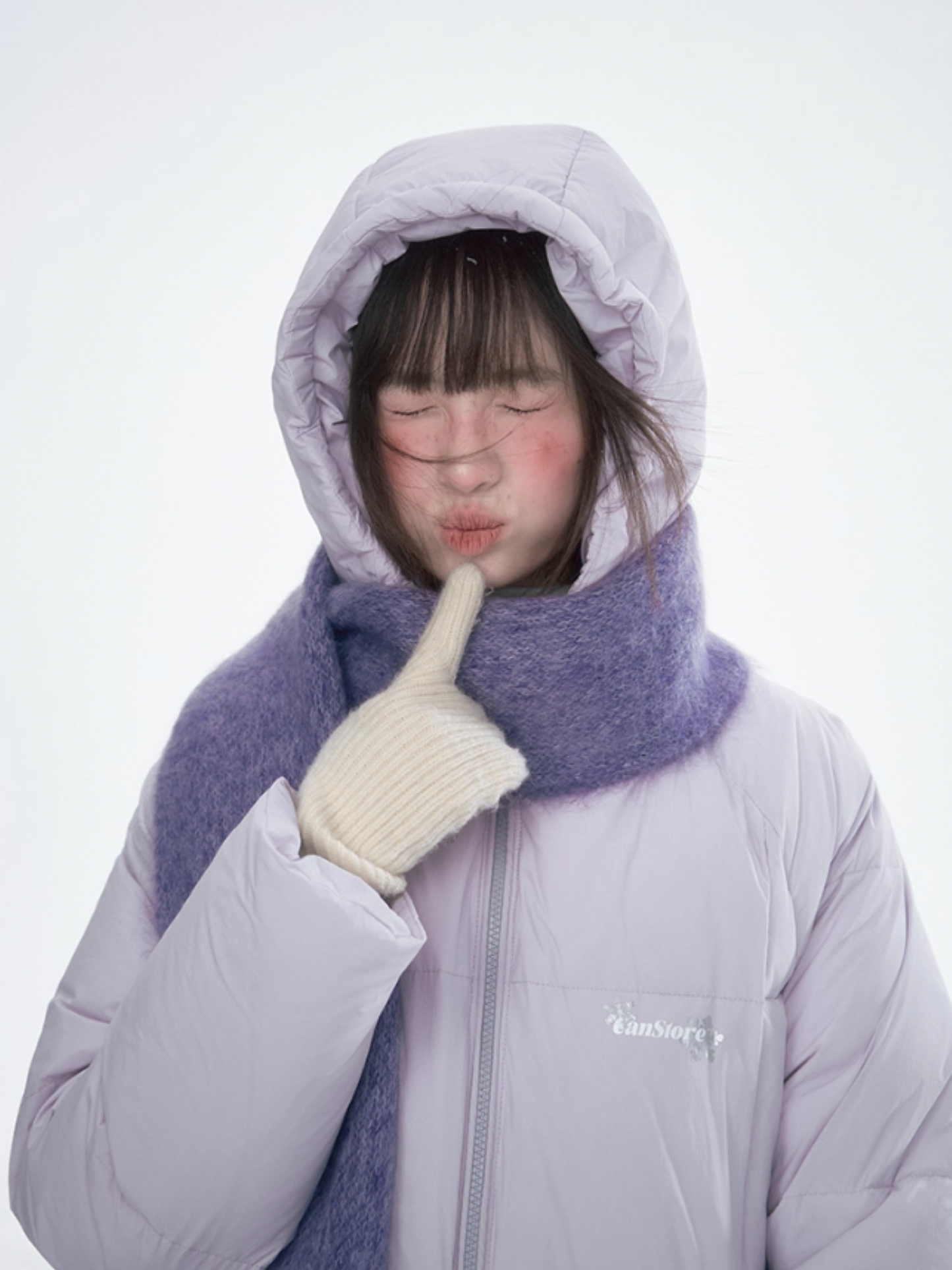 Basic Warm Snowflake Logo Long Down Coat - Purple BH2024470