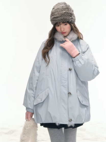 "Soft Sky" Blue Snow Whisper Cocoon Parka Down Jacket LL2025442