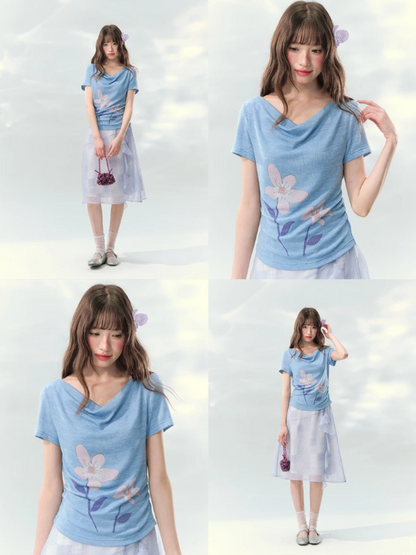 “Blossoms on Mallow” Lavender Patchwork Skirt Set WW2026082