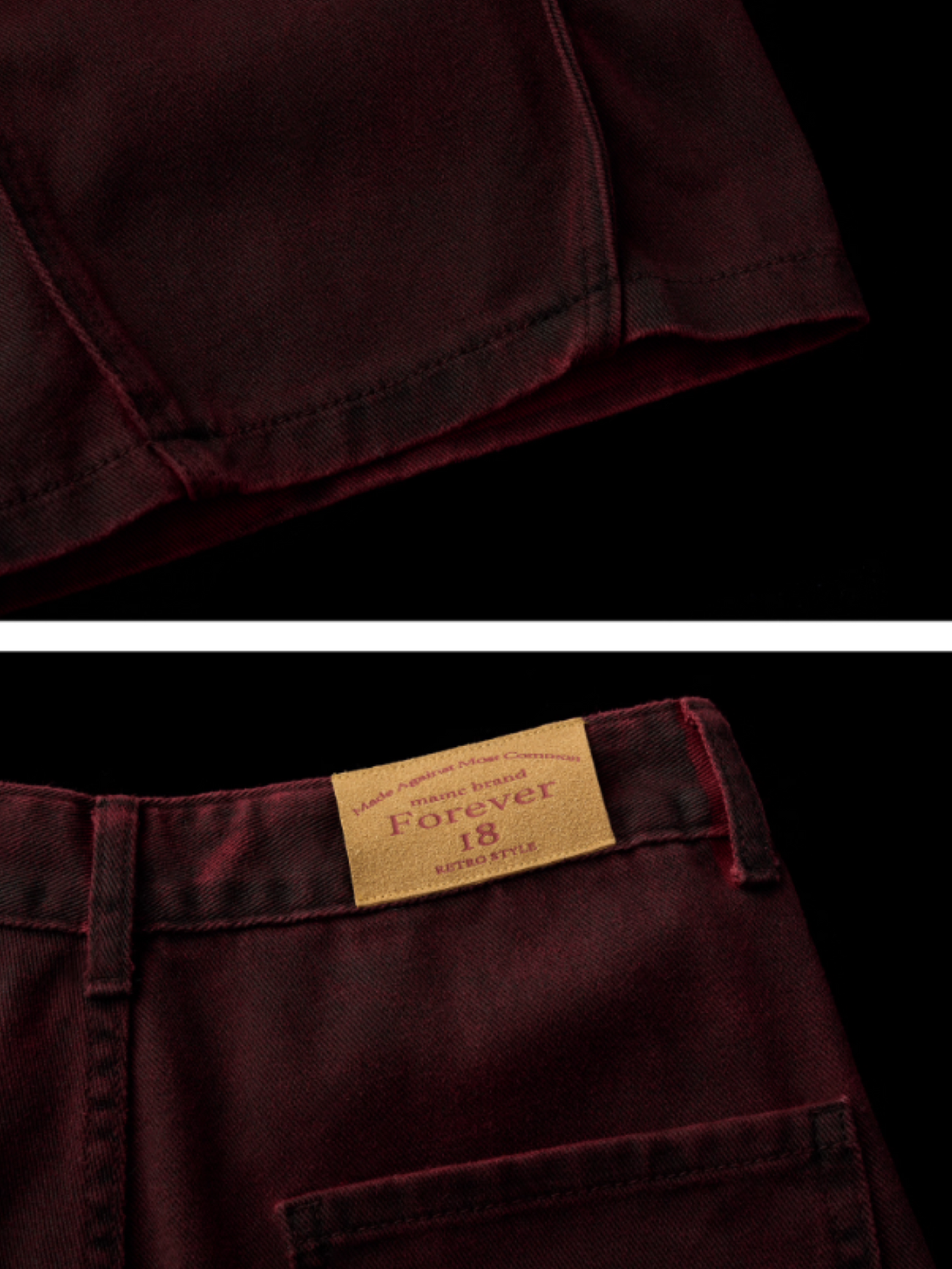 MAMC - Holiday Wave Red Straight-Leg Denim Pants WE786