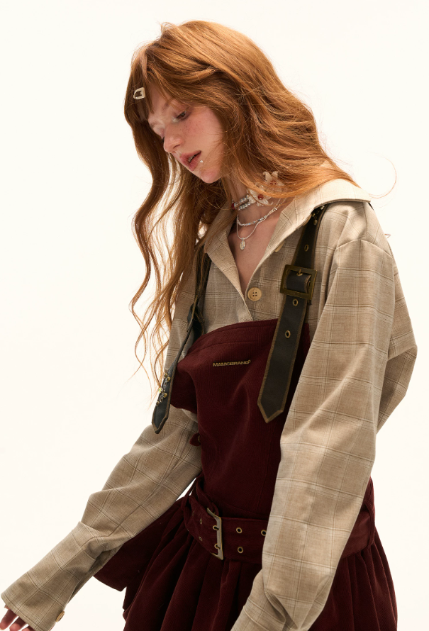 MAMC - Corduroy Halter Dress Sweet Casual Short Style Women's Autumn New Arrival