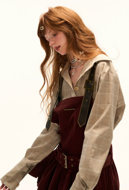 MAMC - Corduroy Halter Dress Sweet Casual Short Style Women's Autumn New Arrival
