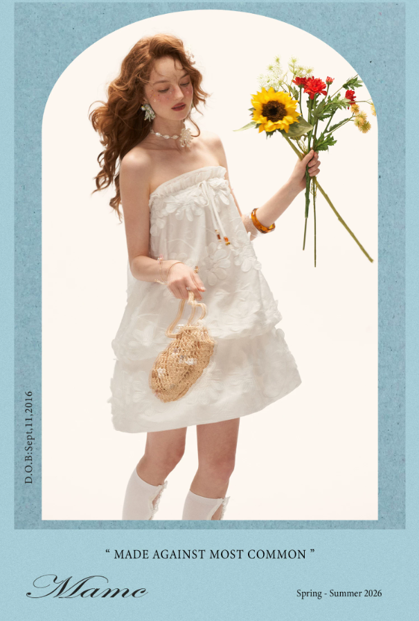 MAMC - "Pure Bloom Mood" 3D Floral Strapless Mini Dress