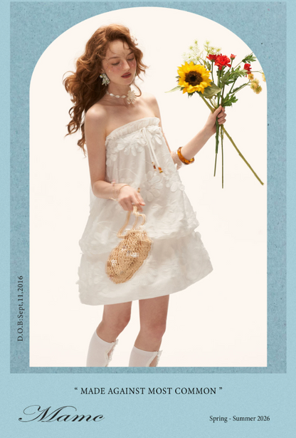 MAMC - "Pure Bloom Mood" 3D Floral Strapless Mini Dress