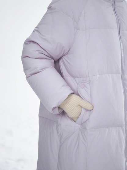 Basic Warm Snowflake Logo Long Down Coat - Purple BH2024470