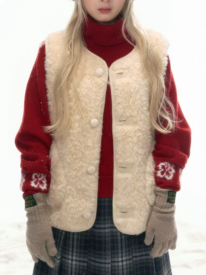 "Wild Caramel" Khaki Reversible Sherpa Vest LL2025477
