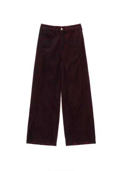 MAMC - Holiday Wave Red Straight-Leg Denim Pants WE786