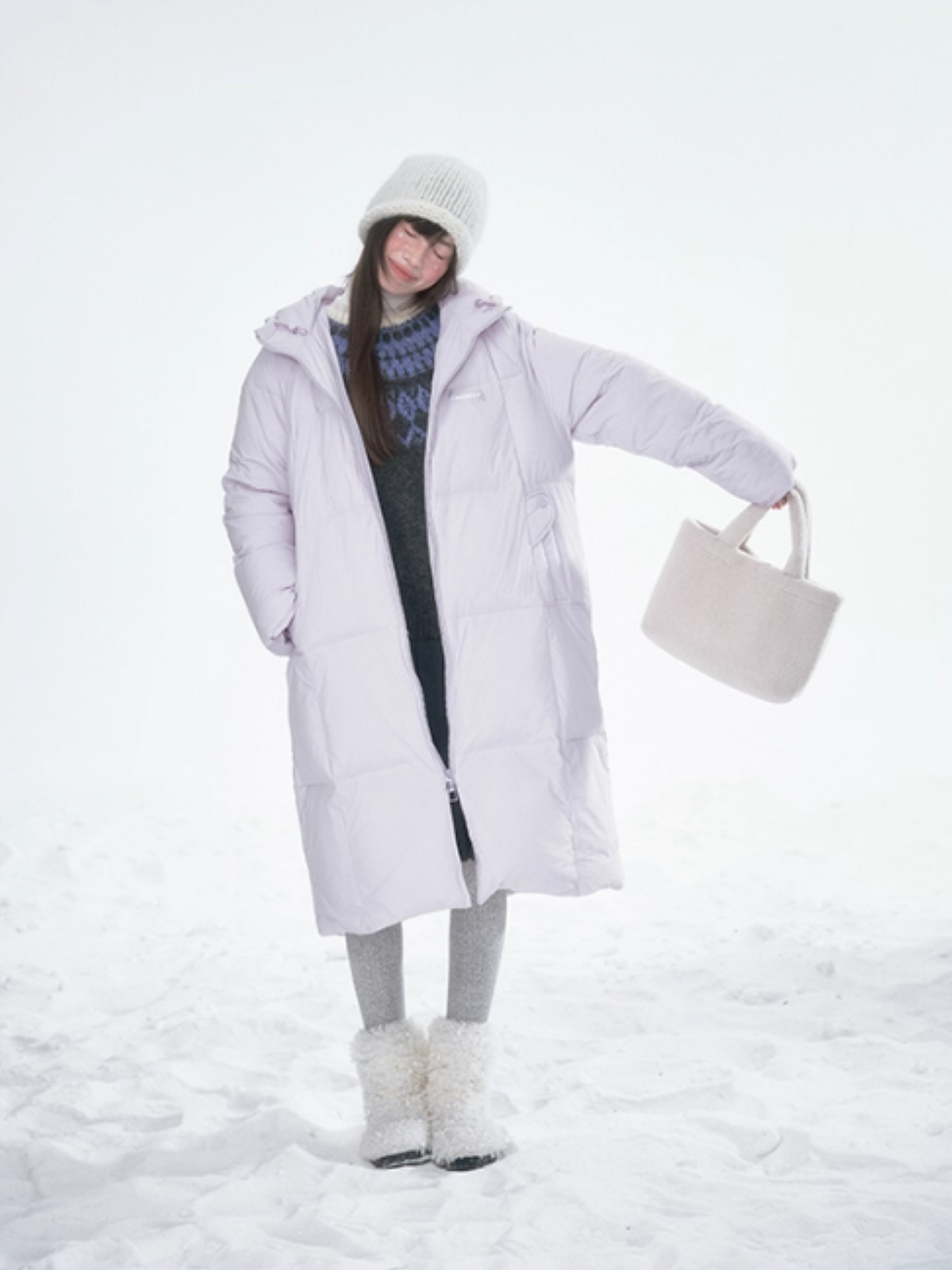 Basic Warm Snowflake Logo Long Down Coat - Purple BH2024470