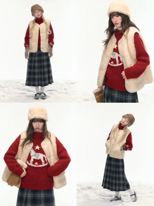 "Wild Caramel" Khaki Reversible Sherpa Vest LL2025477