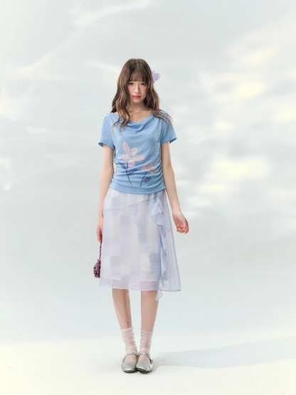 “Blossoms on Mallow” Lavender Patchwork Skirt Set WW2026082