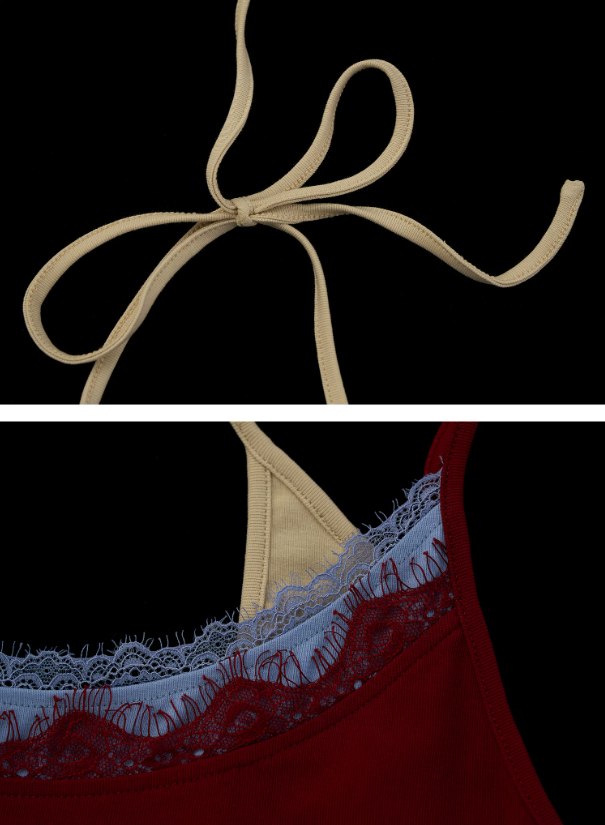 Layered Lace Letter Embroidered Cami Top