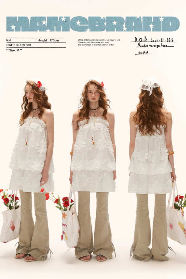 MAMC - "Pure Bloom Mood" 3D Floral Strapless Mini Dress