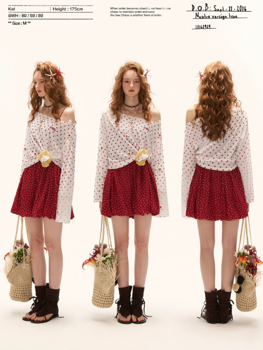 "Soft Polka Mood" Sheer Polka Dot Cover-Up Top WE928