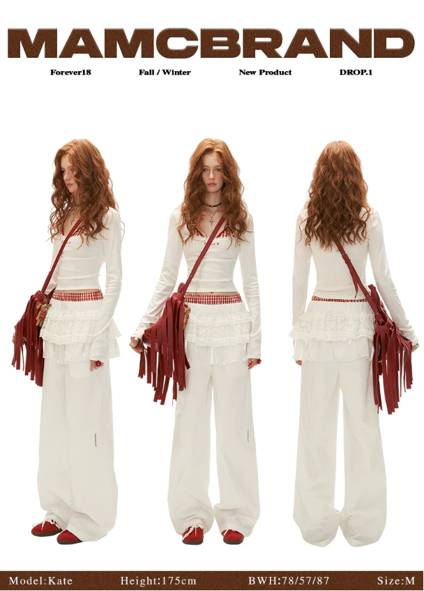 MAMC - White Ballet Layered Wide-Leg Pants