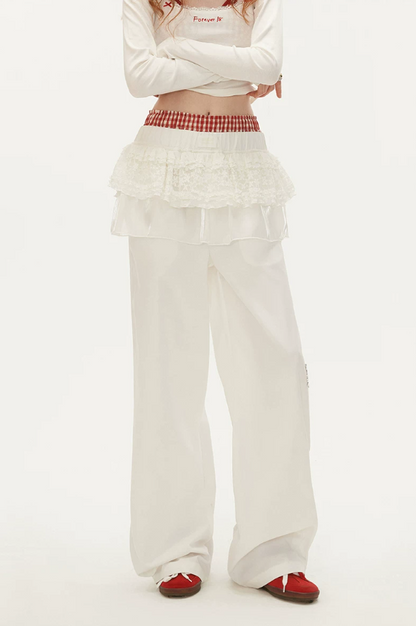 MAMC - White Ballet Layered Wide-Leg Pants