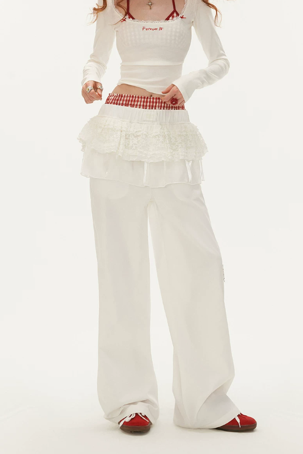 MAMC - White Ballet Layered Wide-Leg Pants
