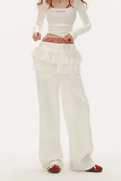MAMC - White Ballet Layered Wide-Leg Pants