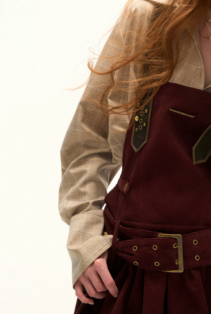 MAMC - Corduroy Halter Dress Sweet Casual Short Style Women's Autumn New Arrival