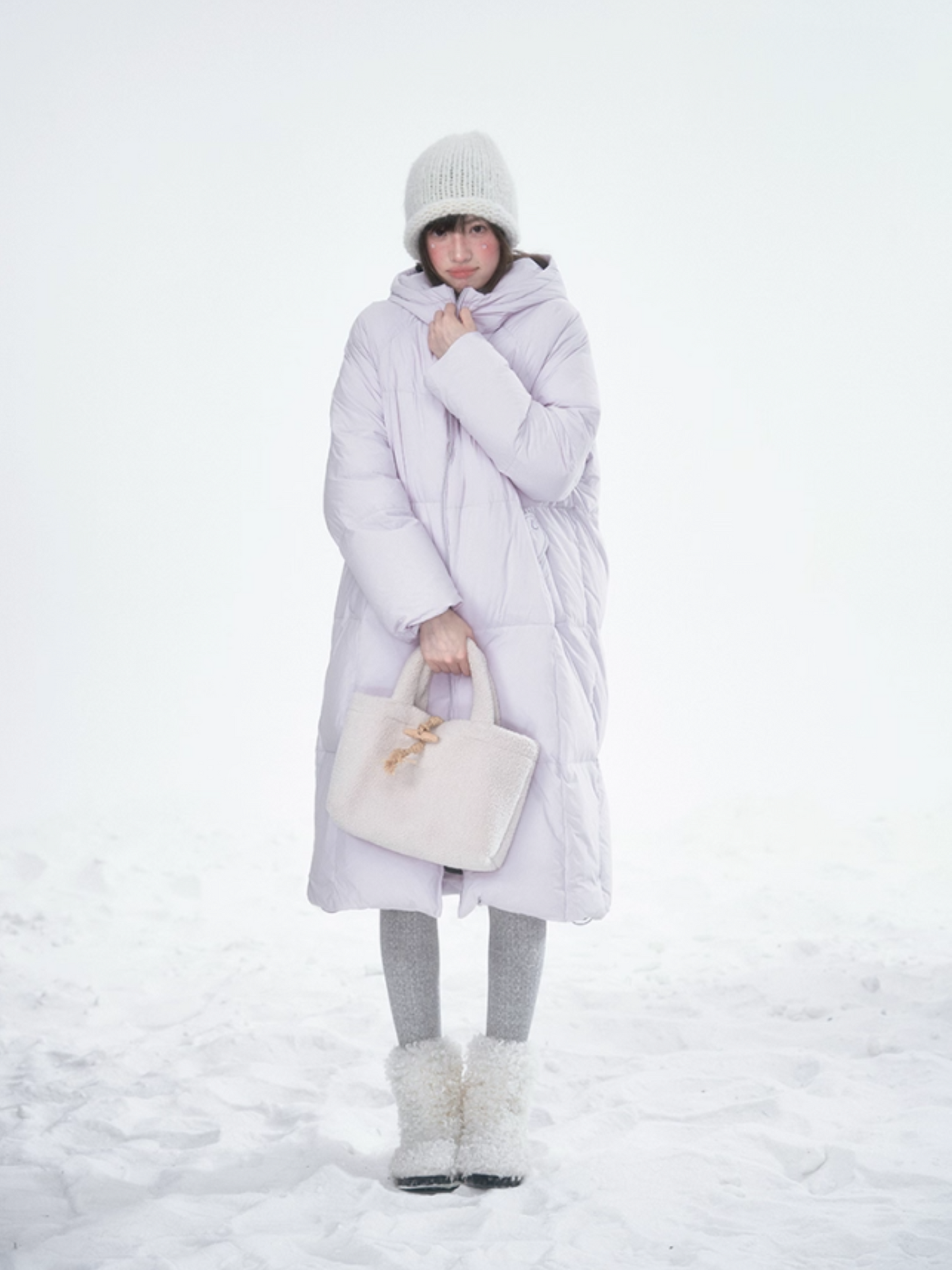 Basic Warm Snowflake Logo Long Down Coat - Purple BH2024470