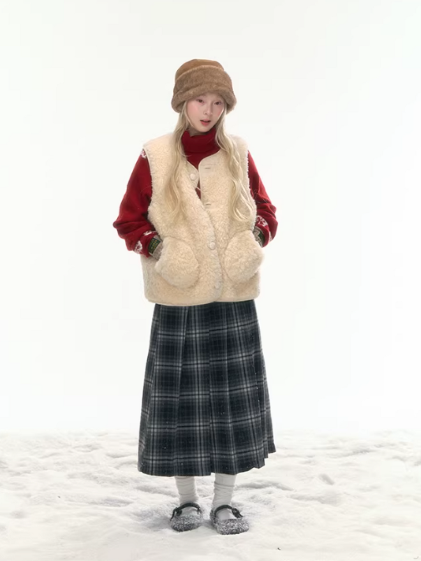 "Wild Caramel" Khaki Reversible Sherpa Vest LL2025477