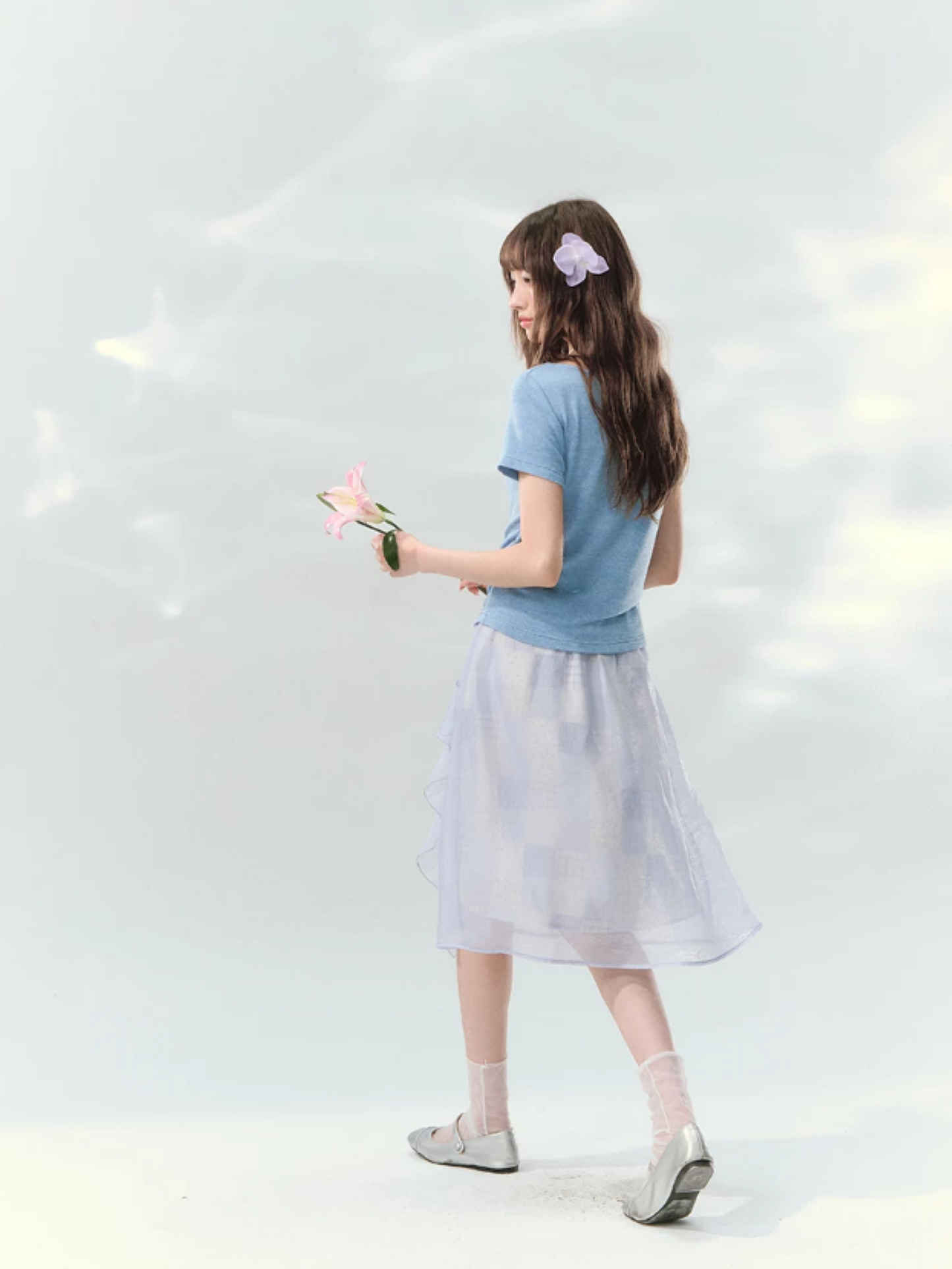 “Blossoms on Mallow” Lavender Patchwork Skirt Set WW2026082