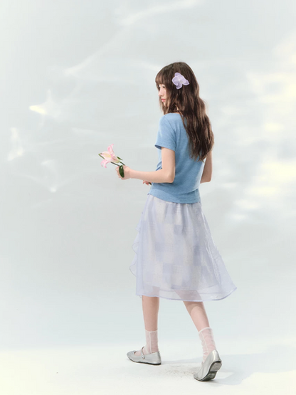 “Blossoms on Mallow” Lavender Patchwork Skirt Set WW2026082