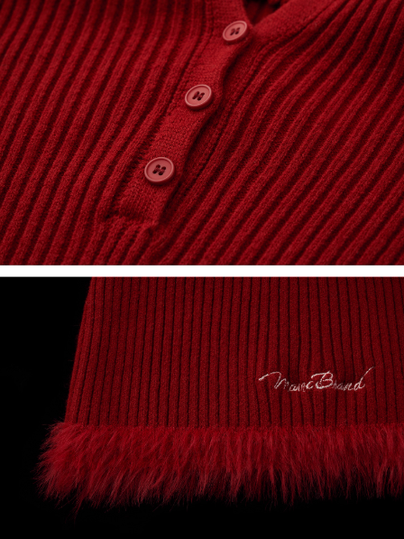 Cute Cat Ear Ribbed Knit Hoodie WE772 (Bold Red)