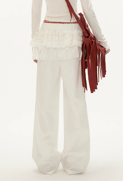 MAMC - White Ballet Layered Wide-Leg Pants