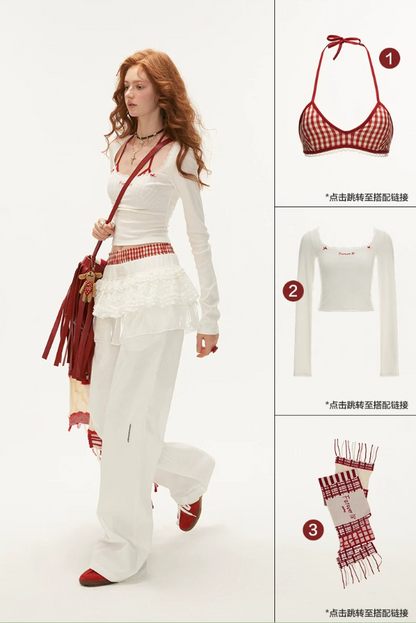 MAMC - White Ballet Layered Wide-Leg Pants