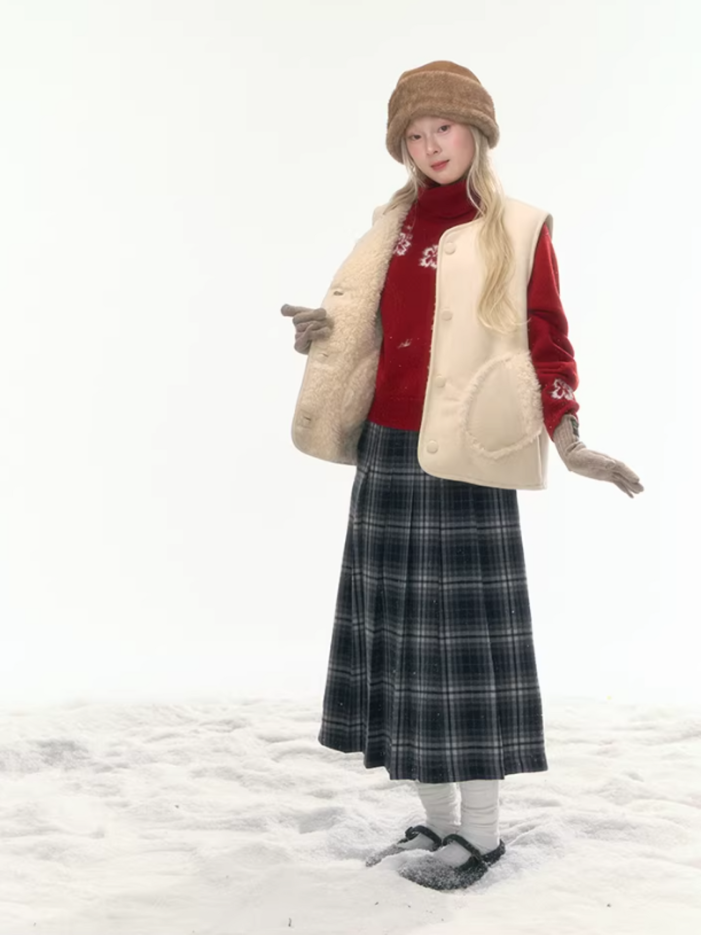 "Wild Caramel" Khaki Reversible Sherpa Vest LL2025477