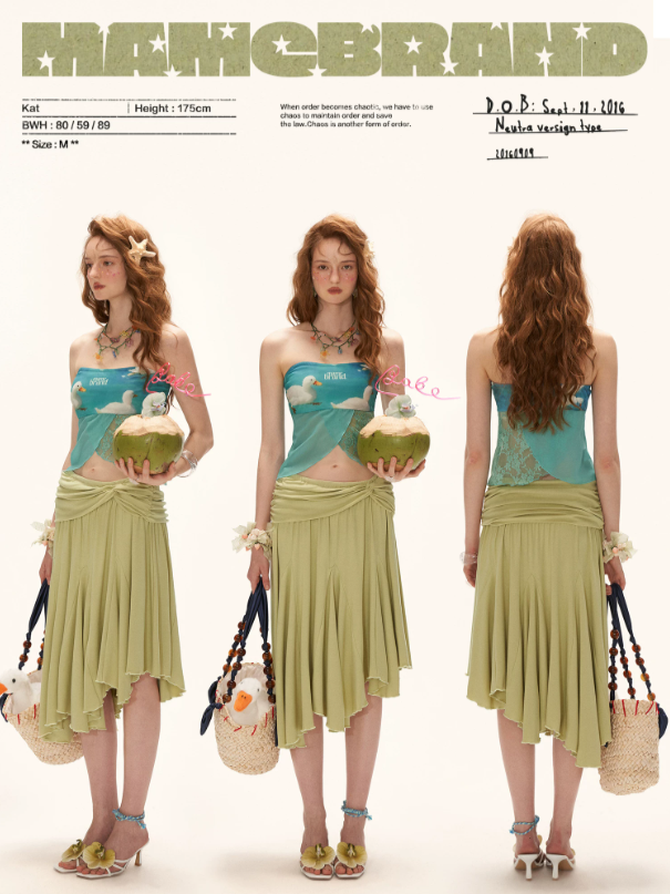 Sunlit Sage Green Draped A-Line Midi Skirt WE924
