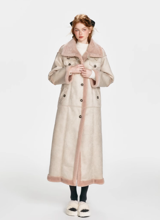 Peach Puff Lambswool Long Coat