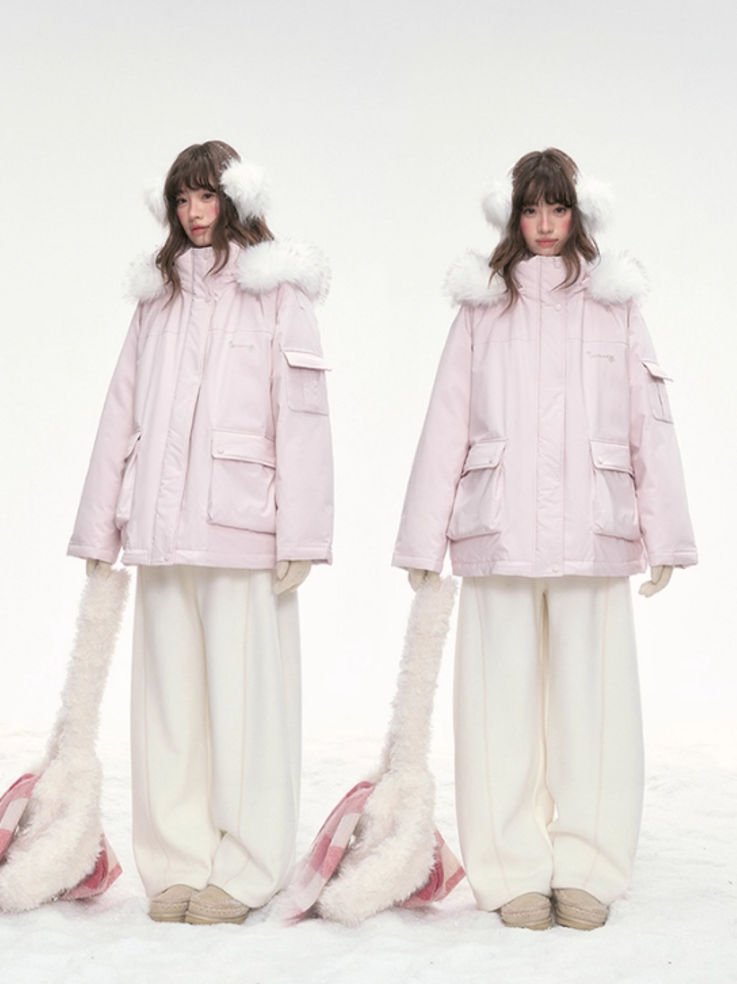 "Winter Serenade" Detachable Fur-Trim Parka – Sakura Pink LL2025315