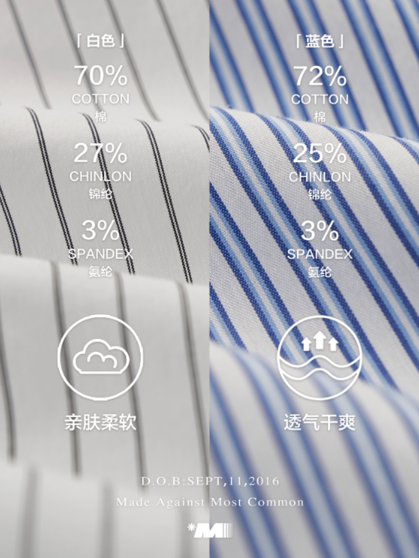 MAMC - Striped Long Sleeve Shirt with Tie (White Stripes)