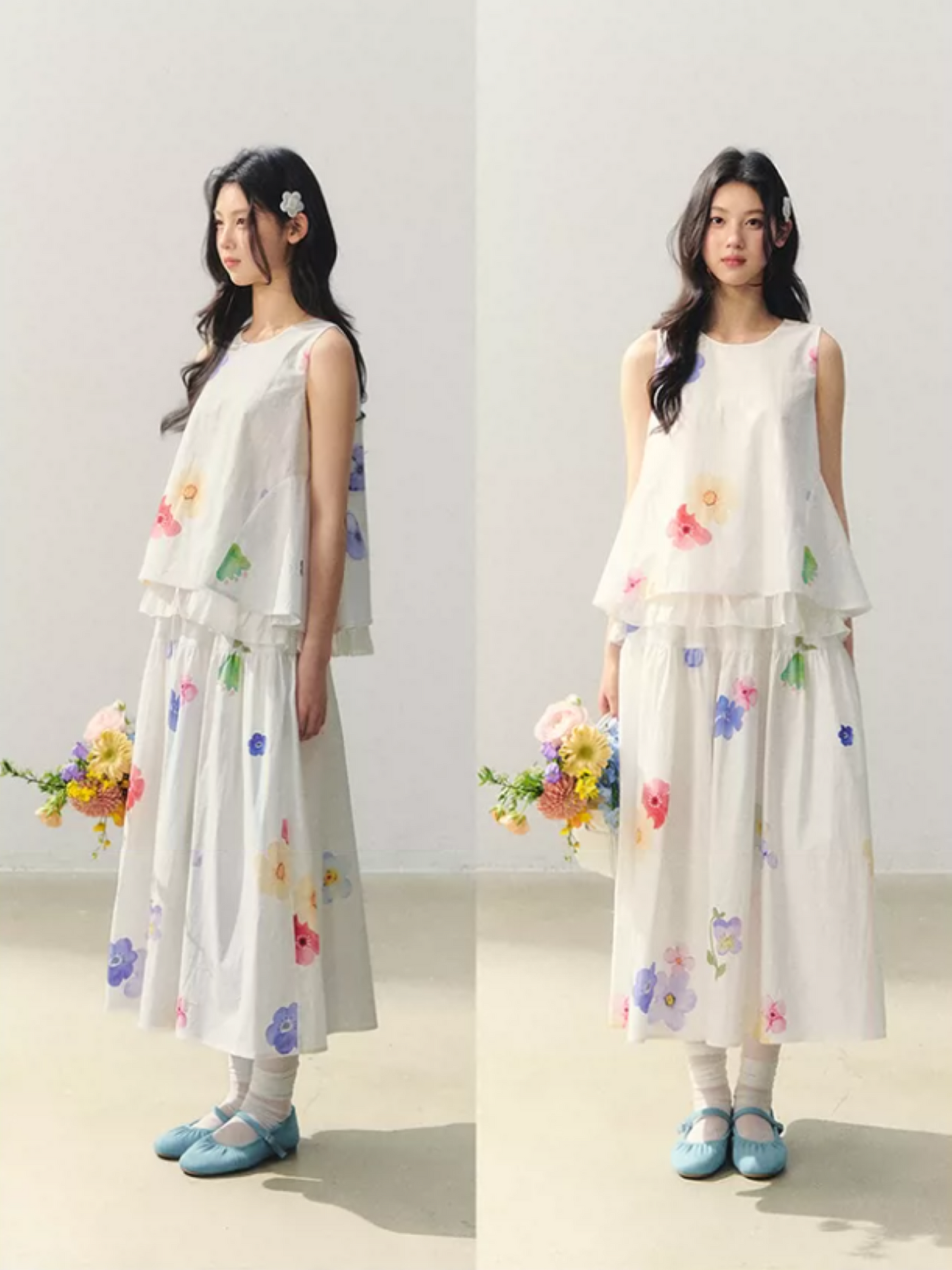 Floral Whisper White A-Line Top & Skirt Set WW2026053