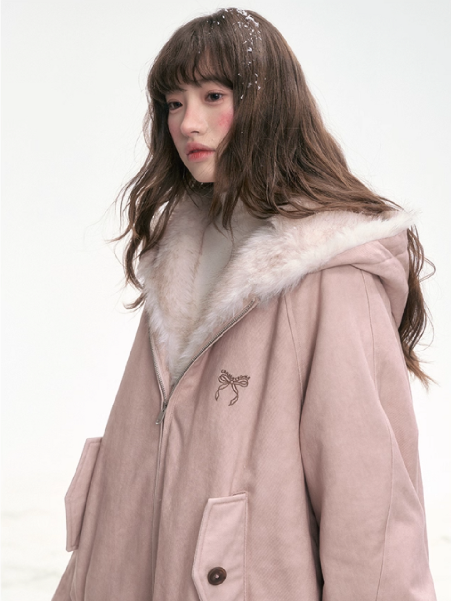 “Blushing Mist" Reversible Faux Fur Parka Jacket LL2025299