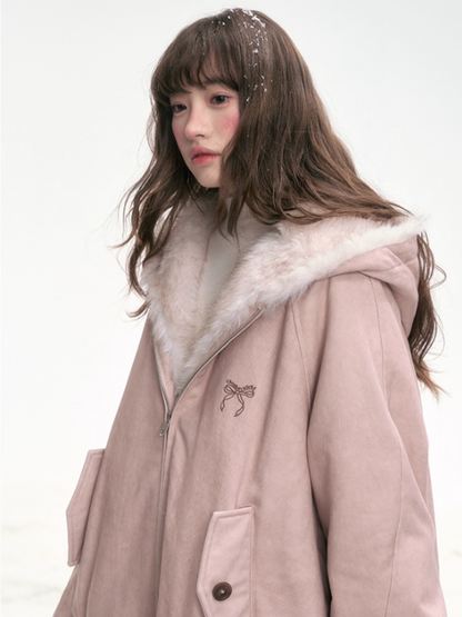 “Blushing Mist" Reversible Faux Fur Parka Jacket LL2025299