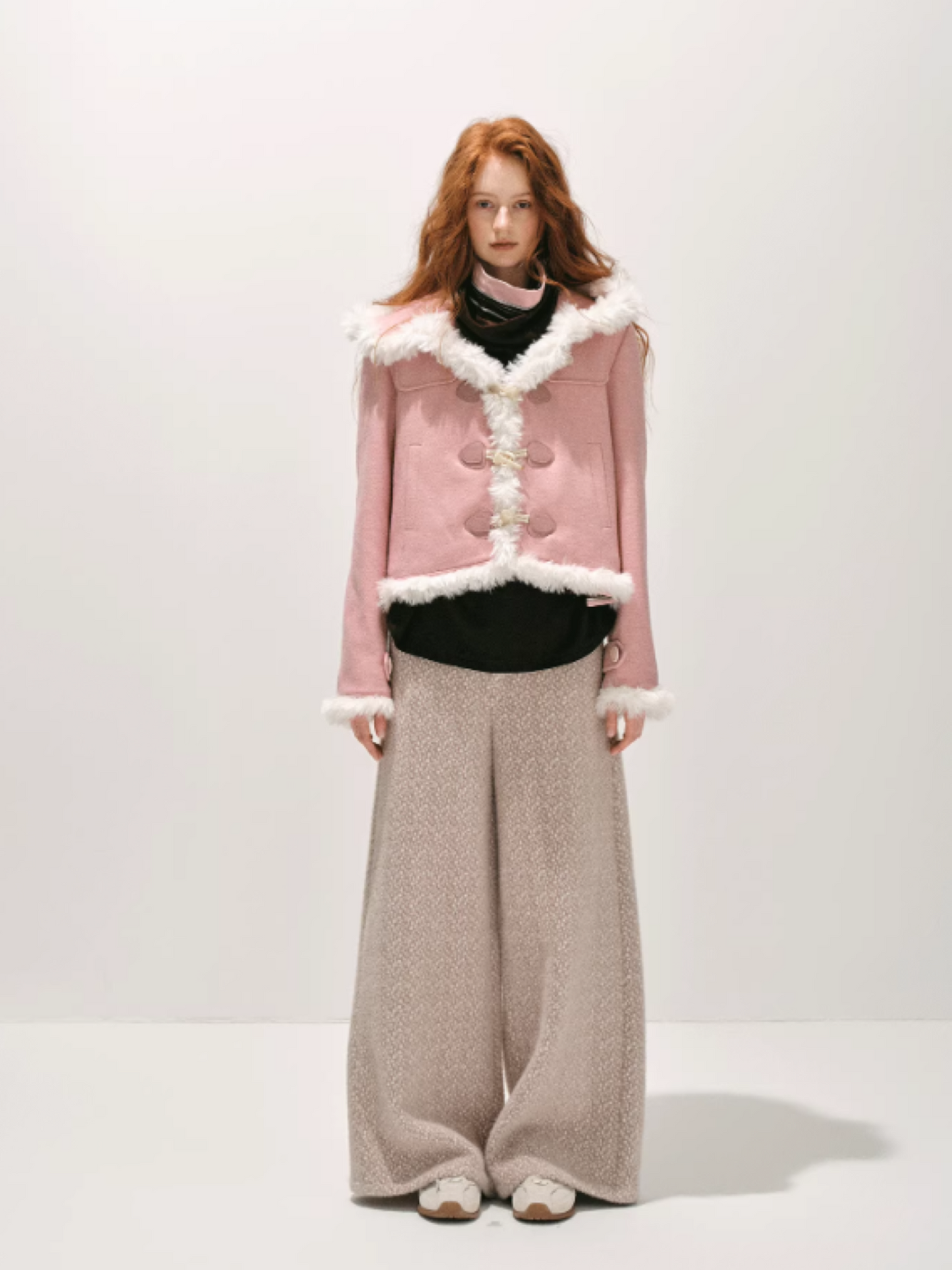 "冬迹序曲" Speckled Two-Tone Textured Winter Trousers (Rose Sand)