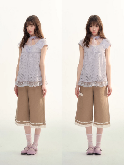 Ash Fir Crochet Lace Cardigan Set LL2026093